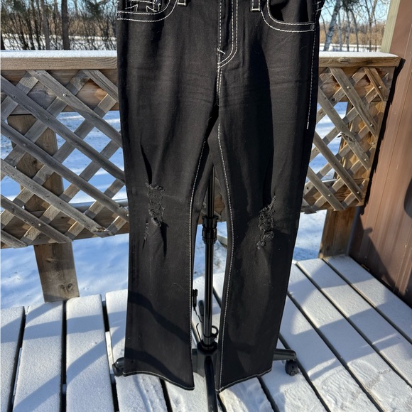 True Religion Women's Black Flare Jeans - Picture 4 of 14